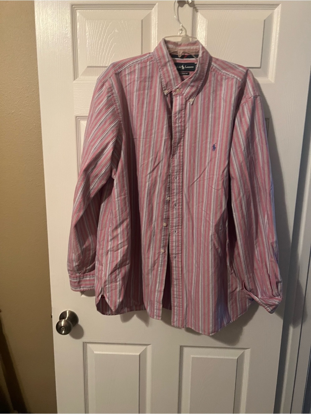 Ralph Lauren Pink and White Striped Button-Down Shirt